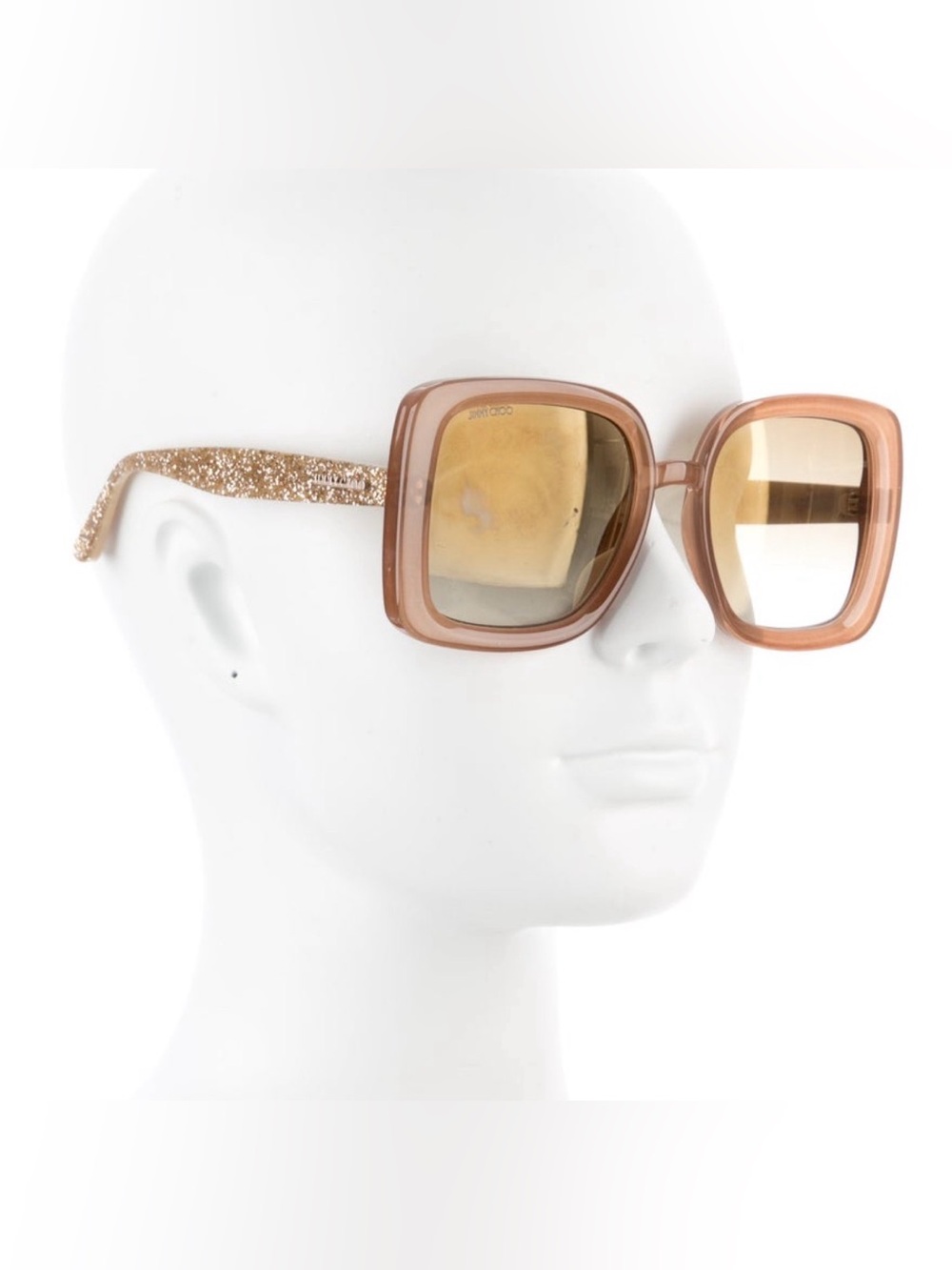 Jimmy Choo Cait/S Oversized Square Sunglasses Nude Glitter Brown